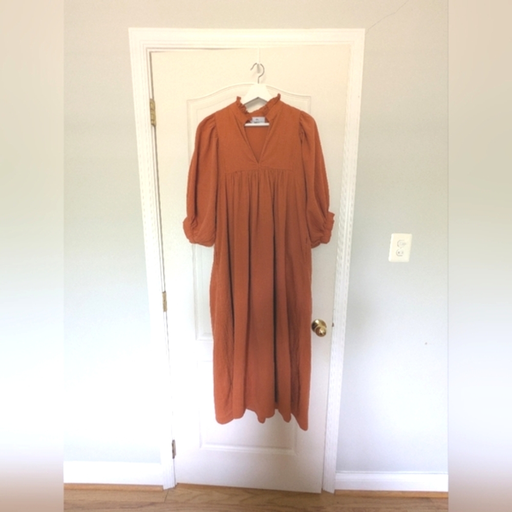Never A Wallflower Orange Seersucker Dress
